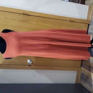 Eileen fisher rust orange red organic cotton blend maxi dress